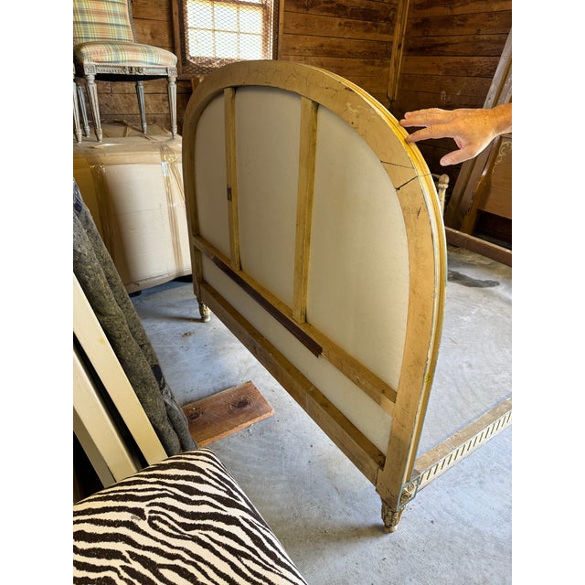 19th Century French Louis XVI Style Carved and Painted Full Bed Frame For Sale - Image 12 of 13