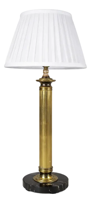 Vintage Brass Column Table Lamp with Marble Base, 1950s
