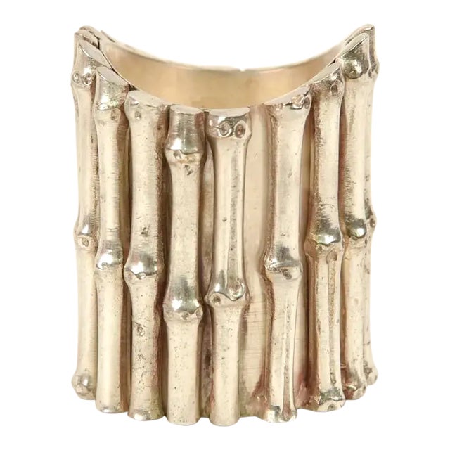 1960s Hermes Faux Bamboo Metal Bud Vase/Desk Cup For Sale