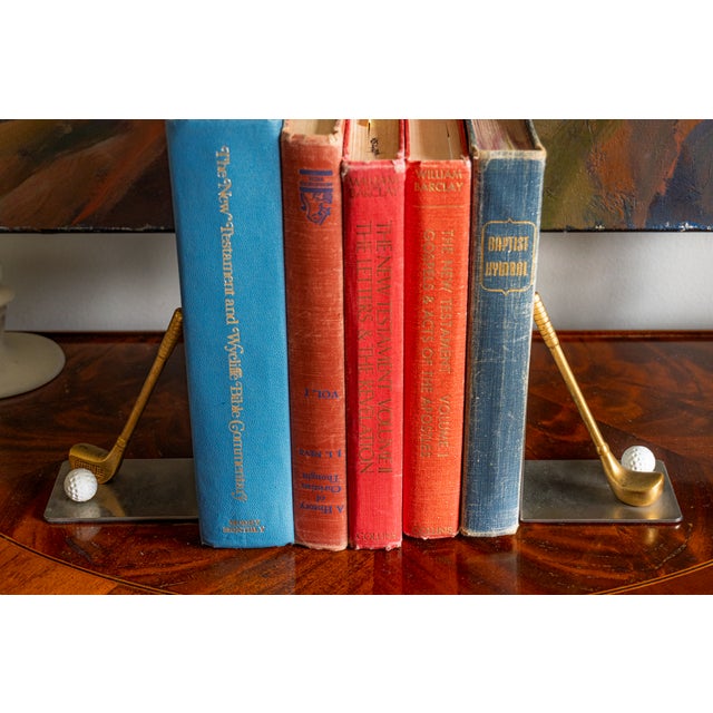 1980s Chrome & Brass Golf Club Book Ends For Sale - Image 14 of 14