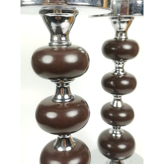 Candleholders on Steel Frame with Wooden Spheres, Set of 2 For Sale - Image 10 of 11