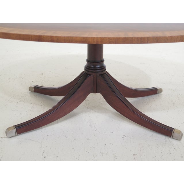 Ethan Allen Elliptical Oval Inlaid Mahogany Coffee Table Chairish
