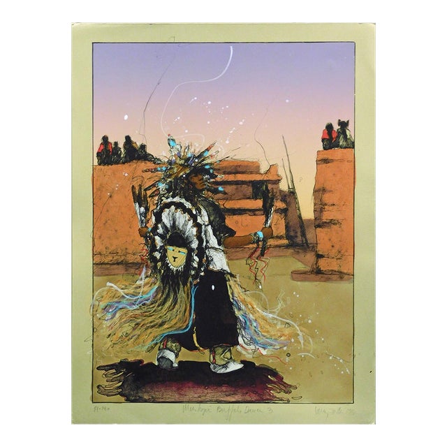 Larry Fodor "Moenkopi Buffalo Dancers 3" Original Color Lithograph H.Signed For Sale