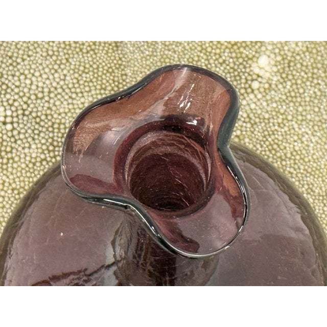 Italian Hand Blown Plum Vessel With Stopper For Sale In San Francisco - Image 6 of 12
