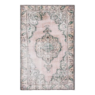 1970s Vintage Turkish Handmade Wool Cotton Beige Area Rug For Sale