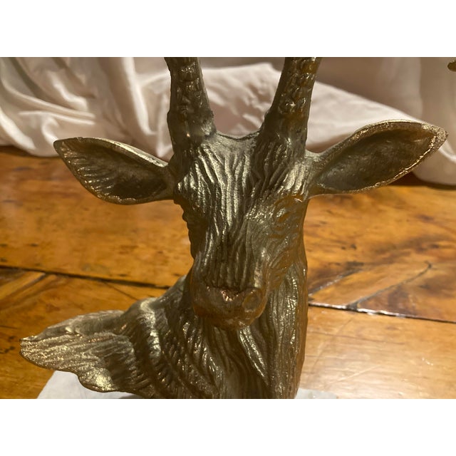 Gold Metal and Marble Deer Head For Sale - Image 6 of 11