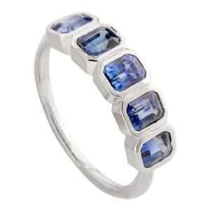 18k White Gold Blue Sapphire Stacking Ring Size 7