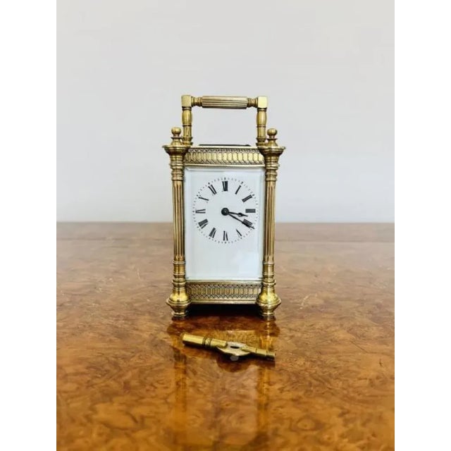 Mid 19th Century Victorian Ornate Brass Carriage Clock, 1860s For Sale - Image 5 of 5