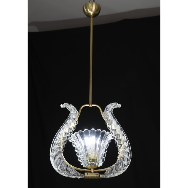 Charming Murano Glass Art Deco Pendant Chandelier by Ercole Barovier, 1940s For Sale - Image 11 of 13