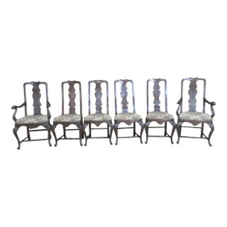 Italian Queen Anne Style Dining Chairs - Set of 6 For Sale