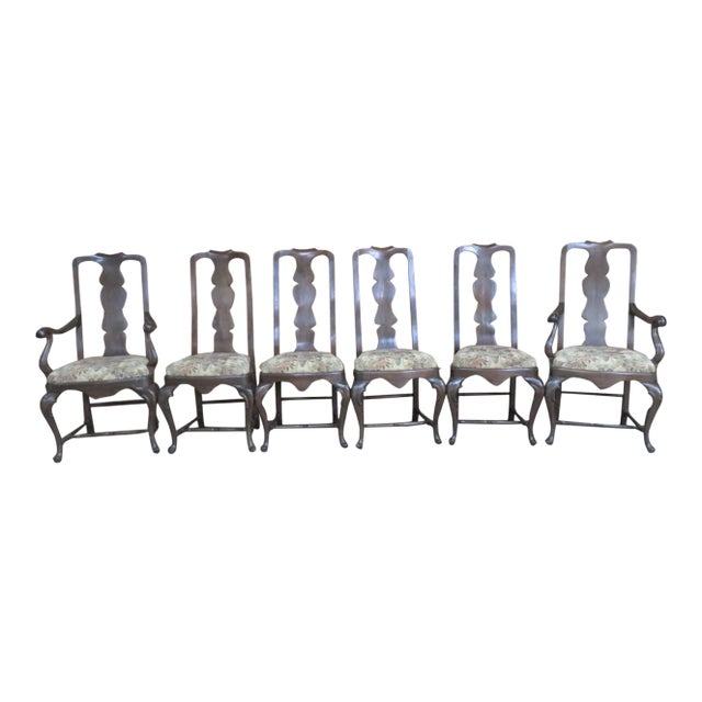 Italian Queen Anne Style Dining Chairs - Set of 6 For Sale