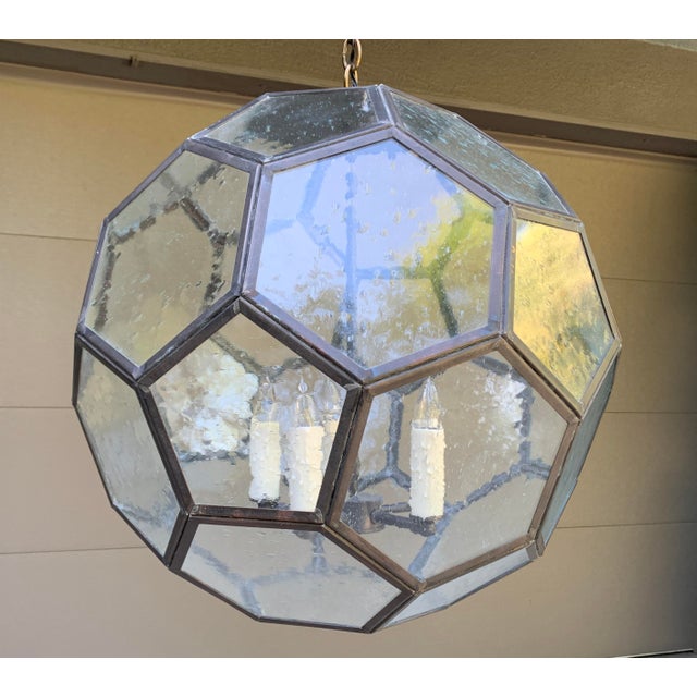 Modern 24" Diameter Honeycomb Lantern W/Seeded Glass For Sale - Image 3 of 7