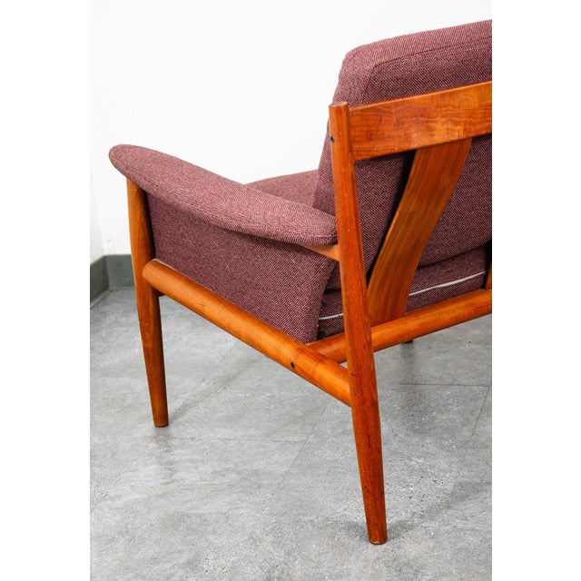 Wood 1960s Mid Century Danish Modern Lounge Chairs Set Grete Jalk France Sons Purple Teak For Sale - Image 7 of 12