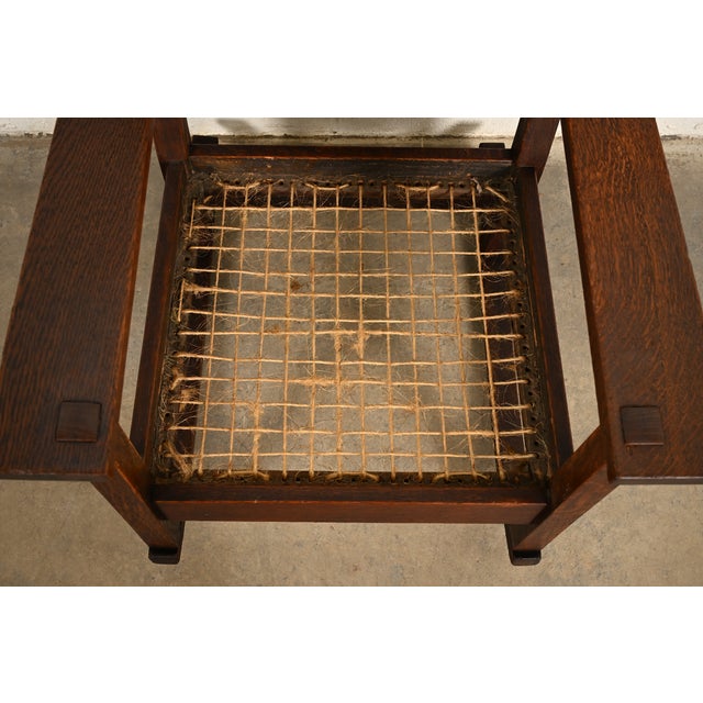 Brown Gustav Stickley Antique Mission Oak Arts & Crafts Rocking Chair, Circa 1910 For Sale - Image 8 of 14