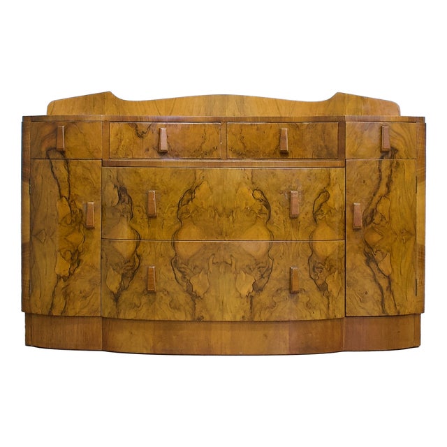 Art Deco British Burr Walnut Dressing Chest, 1930s For Sale