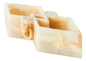 Carved Jade Ornament with Interlocking Diamond Forms