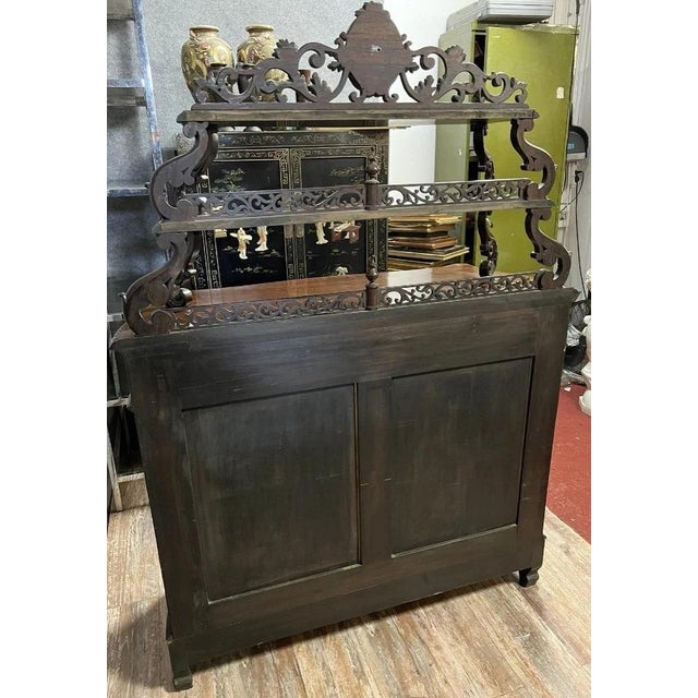 Boulle-Style Curved Display Cabinet in Mahogany, 1850 For Sale - Image 3 of 9