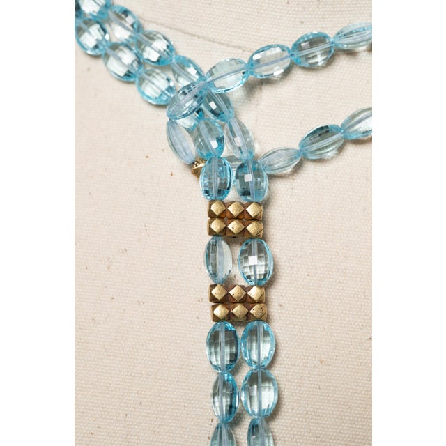 1990s Aquamarine and 22k Gold Lariat Rope Necklace by Deborah Lockhart Phillips For Sale - Image 4 of 6