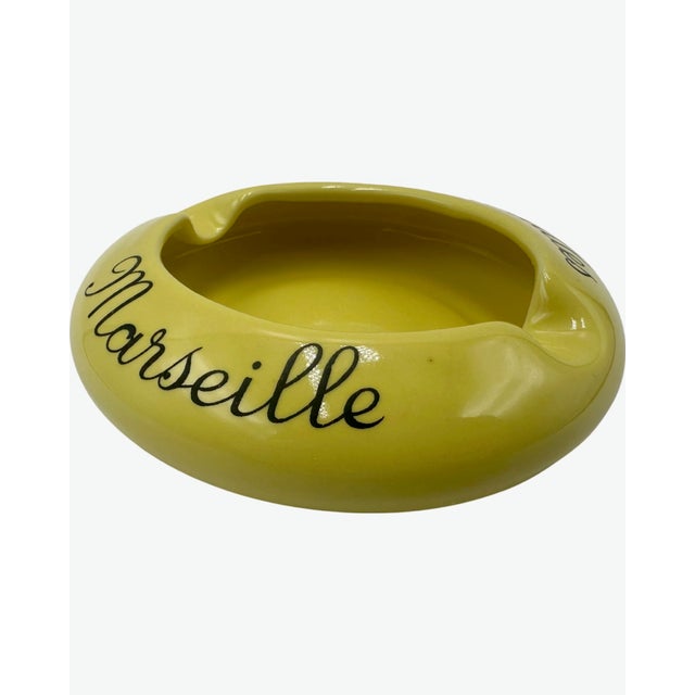 Vintage Hotel De Noailles Marseille Ashtray France Yellow Ceramic Catchall Dish For Sale In Washington DC - Image 6 of 12