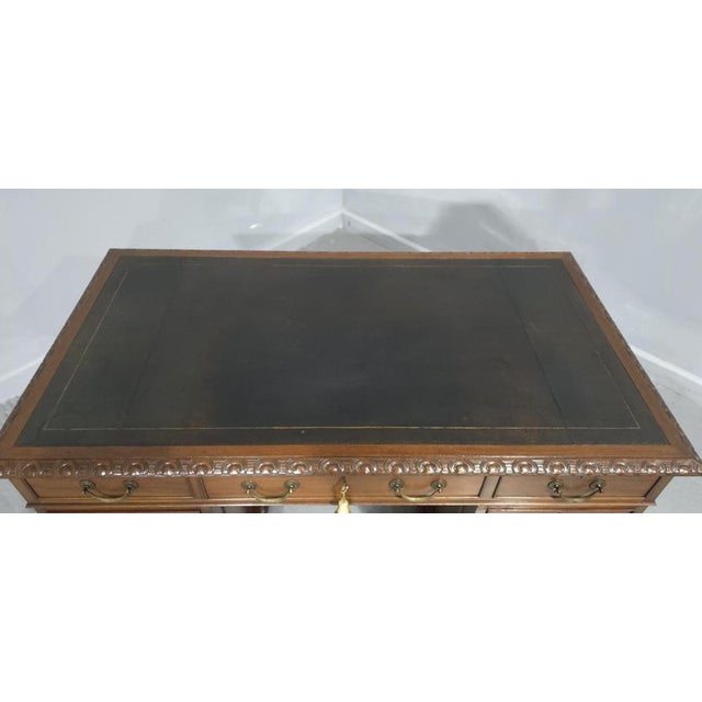 Vintage Mahogany Pedestal Desk, 1880s For Sale - Image 4 of 15