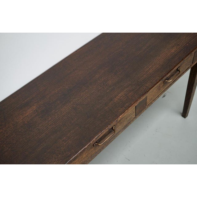 Brown Vintage English Rustic Farmhouse Oak Side Table, 1930s For Sale - Image 8 of 16