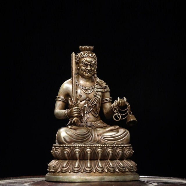 Bronze Vintage Silver-Plated Bronze Acala Statue Buddhist Fudo Myoo Sculpture 3.9" For Sale - Image 8 of 9