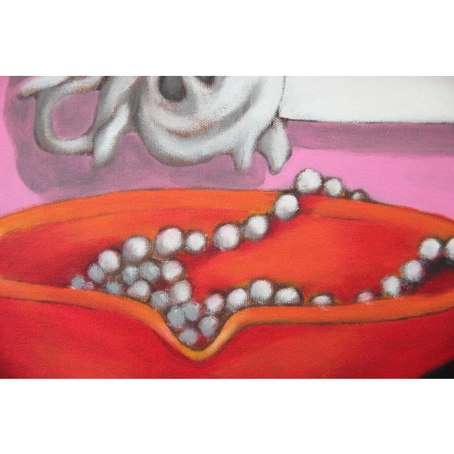 Pink “Big Eyes Still Life” Contemporary Still Life Acrylic Painting by Scott Woodard For Sale - Image 8 of 12