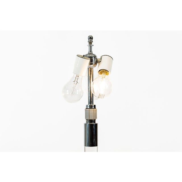 Vintage Mid Century Glass Column & Chrome Floor Lamp by Hansen, 1970s For Sale In Detroit - Image 6 of 15