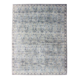 2010s Distressed Modern Hand-Woven Area Rug in Lt Sage, Gray and Yellow For Sale