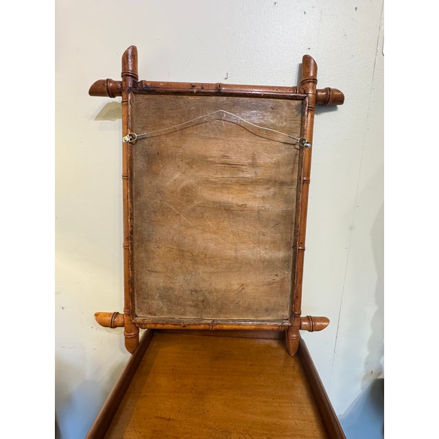 Wood Antique Faux Bamboo Mirror For Sale - Image 7 of 7