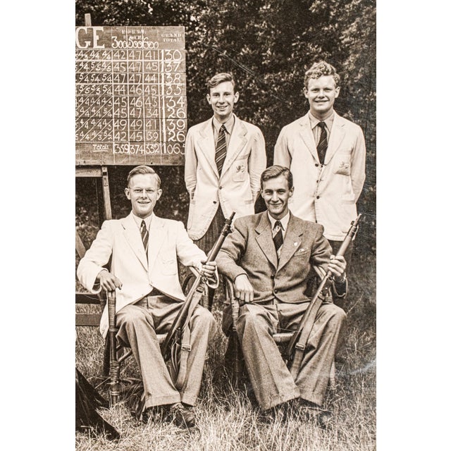 1940s Preppy University of Cambridge Riffle Association Antique Photograph Portrait Trophy Hunting Shooting Country Home Decor For Sale - Image 9 of 14