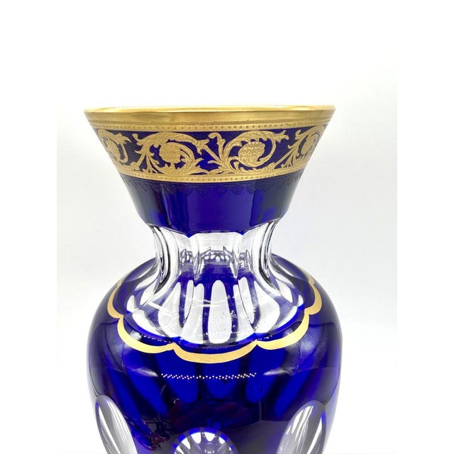 Baluster Vase Thistle in Cobalt Blue Crystal and 24-Carat Gold from Saint Louis For Sale - Image 5 of 10
