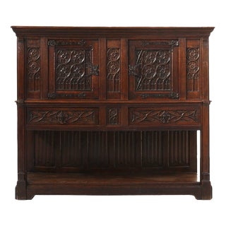 Neo-Gothic Cabinet in Oak with Hidden Storage, France, 1850s For Sale