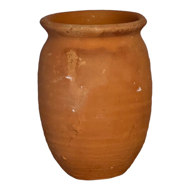 Vintage Terracotta Vase With Textured Details For Sale