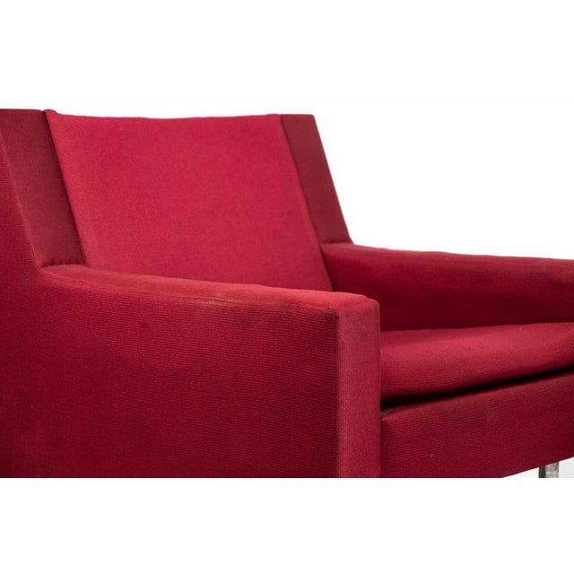 Vintage Italian Red Fabric Florence Lounge Chair from Knoll, 1970s For Sale - Image 4 of 5