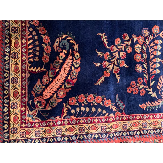 2020s Pasargad DC Navy Blue Fine Hand Knotted Sarouk Design Rug For Sale - Image 5 of 7