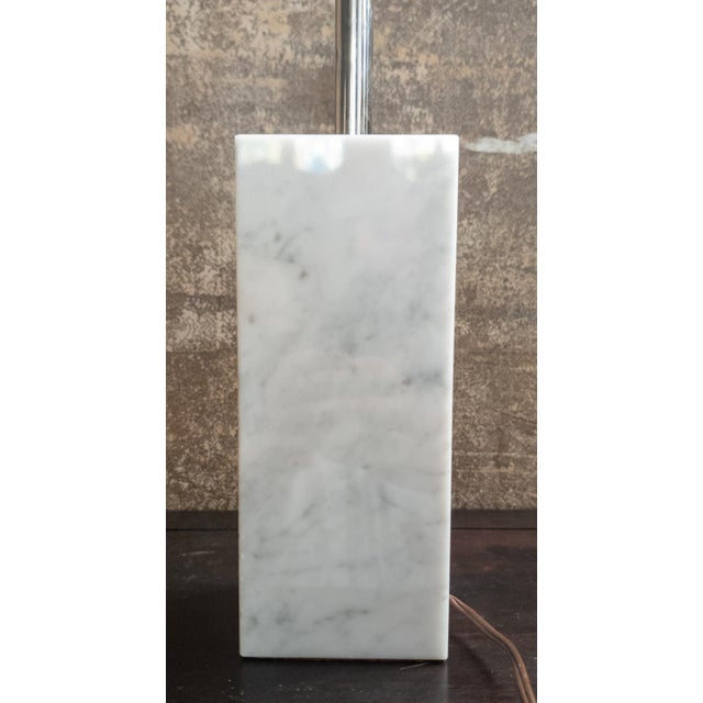 Metal Mid 20th Century Mid-Century Modern Italian White Carrara Marble Table Lamp For Sale - Image 7 of 10