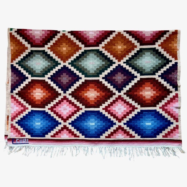 Hand-Woven Ecuadorian Wool Kilim, Signed For Sale - Image 12 of 13