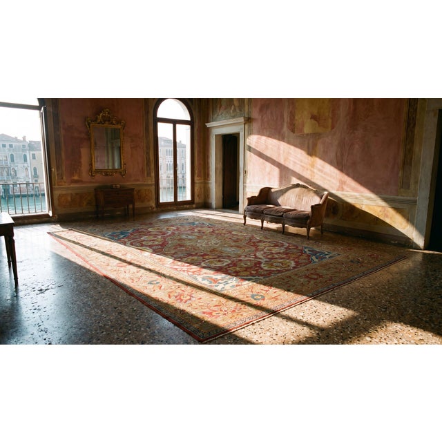 Textile 1880s Red Medallion Antique Persian Ziegler Sultanabad Rug 13' X 16'9" Handknotted Wool Carpet For Sale - Image 7 of 9