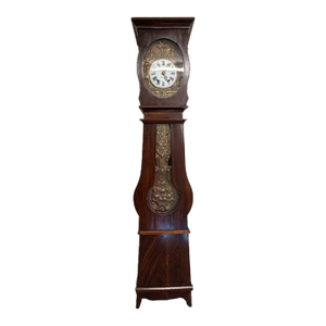 Late 19th Century French Comtoise Morbier Tall Case Clock, Faux Grained Rosewood Over Pine, Circa 1860