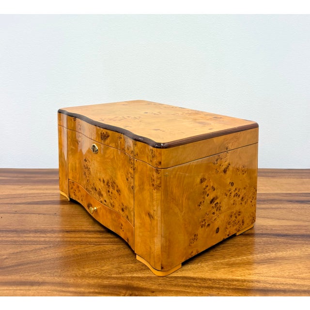 Early 20th Century Vintage Thompson & Co Burl Wood Humidor With Drawer For Sale - Image 5 of 9