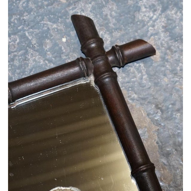 Small Antique French Decorative Faux Bamboo Wall Mirror with Foxed Glass For Sale - Image 3 of 8