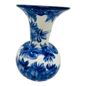 Vintage Blue and White Vase, Made in Portugal