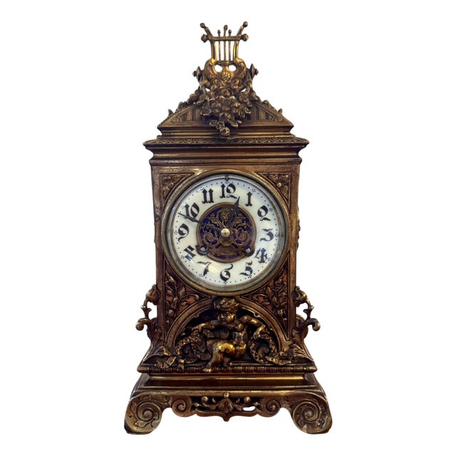 Antique Victorian Ornate Mantle Clock, 1860 For Sale