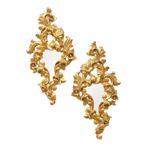 Pair of 1970s Giltwood Golden Carved Mirrors