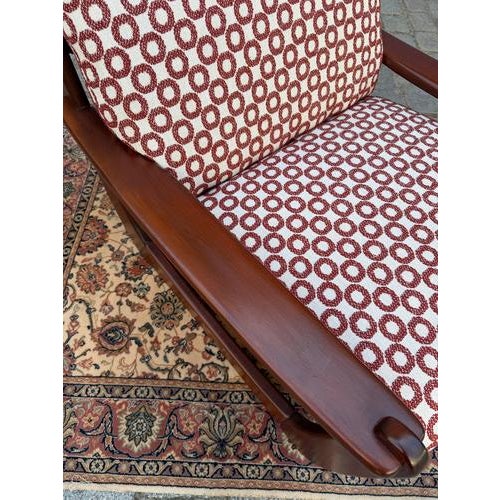 2000 - 2009 Mahogany Lounge Chair with Reddish-Brown Circular Pattern For Sale - Image 5 of 11