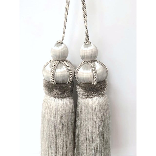 Silver Silver Key Tassels With Cut Ruche - a Pair For Sale - Image 8 of 12