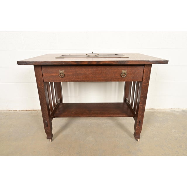 Roycroft Arts & Crafts Brass Finished Hammered Copper Rocker Blotter For Sale - Image 10 of 11