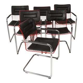 Tmu Style Wire and Chrome Cantilevered Armchairs For Sale