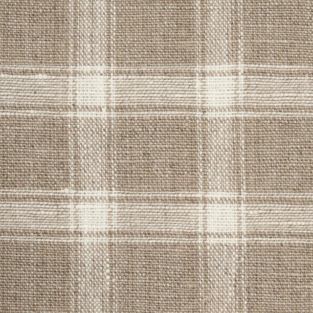 Schumacher Sample - Schumacher Crawford Linen Check Fabric in Flax For Sale - Image 4 of 4